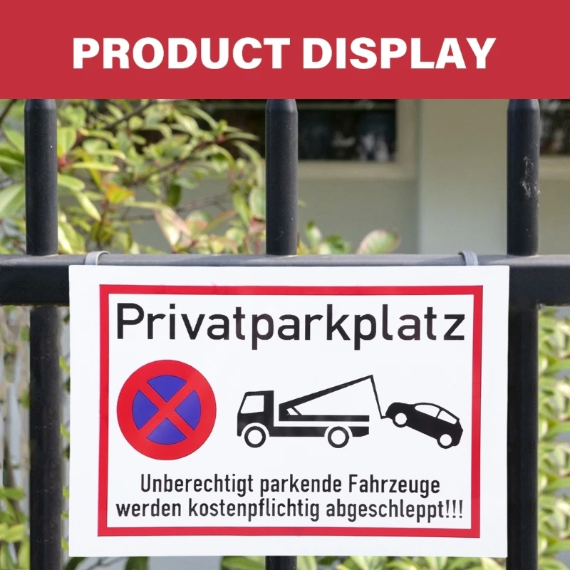 Set of 5Pcs Metal No Parking Signs 20x30cm Stainless Steel Private Parking Signs Plate Weather Resistant for Property