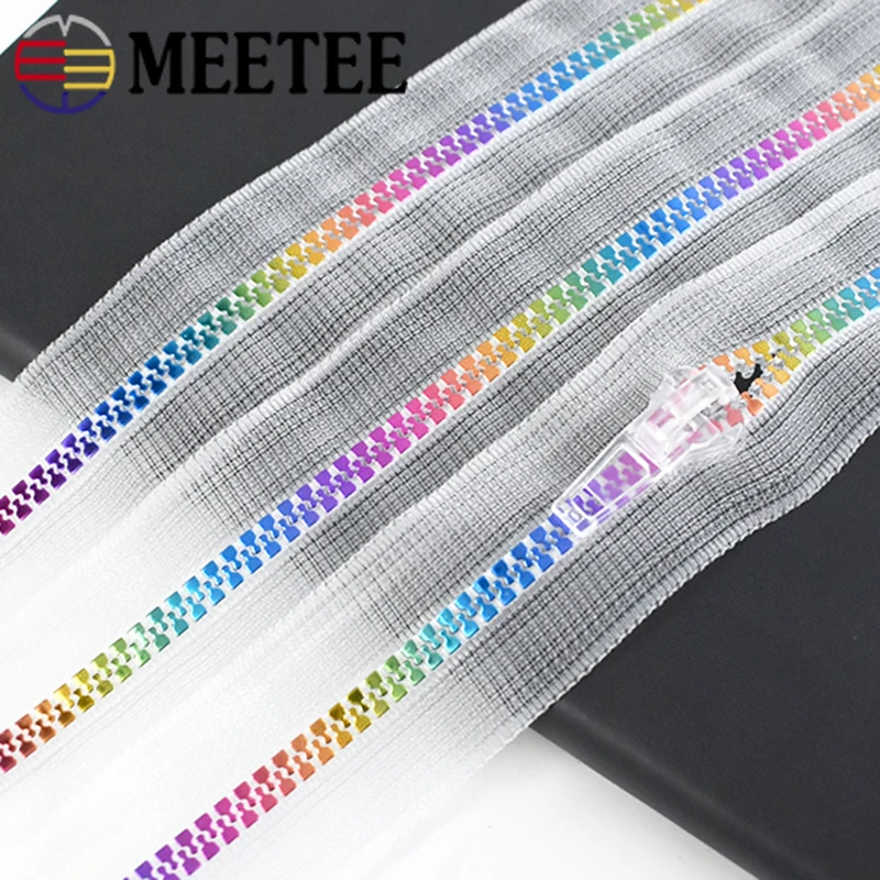 125Meters5ResinZipperTapeTransparentRainbowDecorativeZipwith