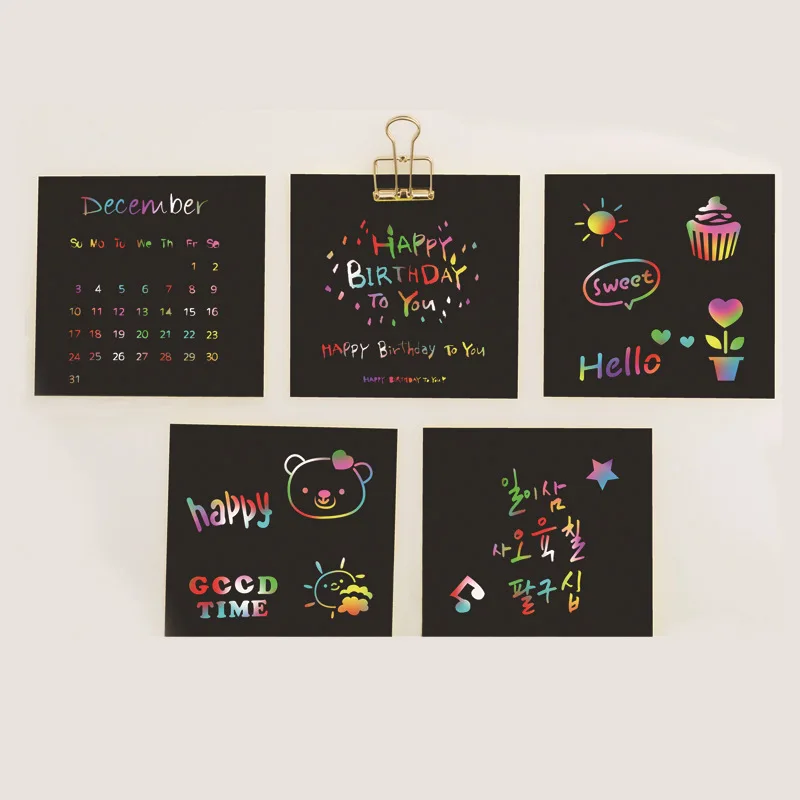 Children DIY Draw Painting Educational Toys Magic Color Cartoon Scratch Art Painting Paper Card Kit Toy Magic Scratch Paper Toys 5