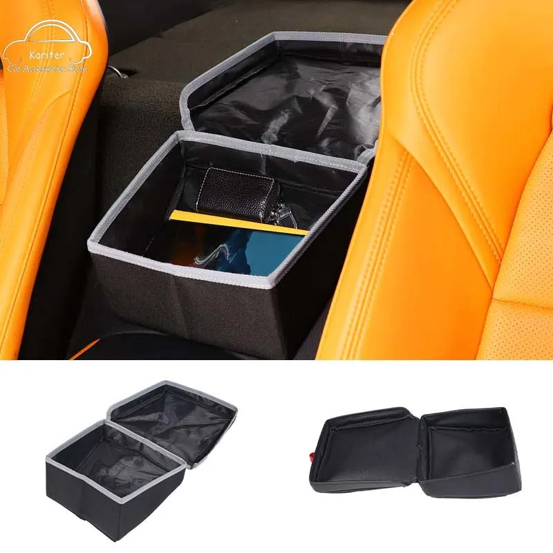 

For Chevrolet Corvette C7 2014-2019 Leather/Cloth Armrest Box Rear Storage Box Interior Car Organizer Interior Accessories