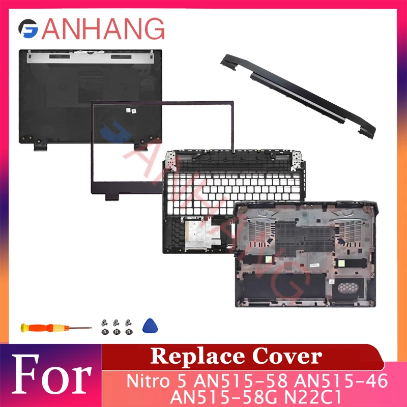 Premium Replacement Laptop Case for Acer Nitro 5 - Complete Set with LCD Back Cover, Front Frame, Palmrest, Bottom Case, and Hinges