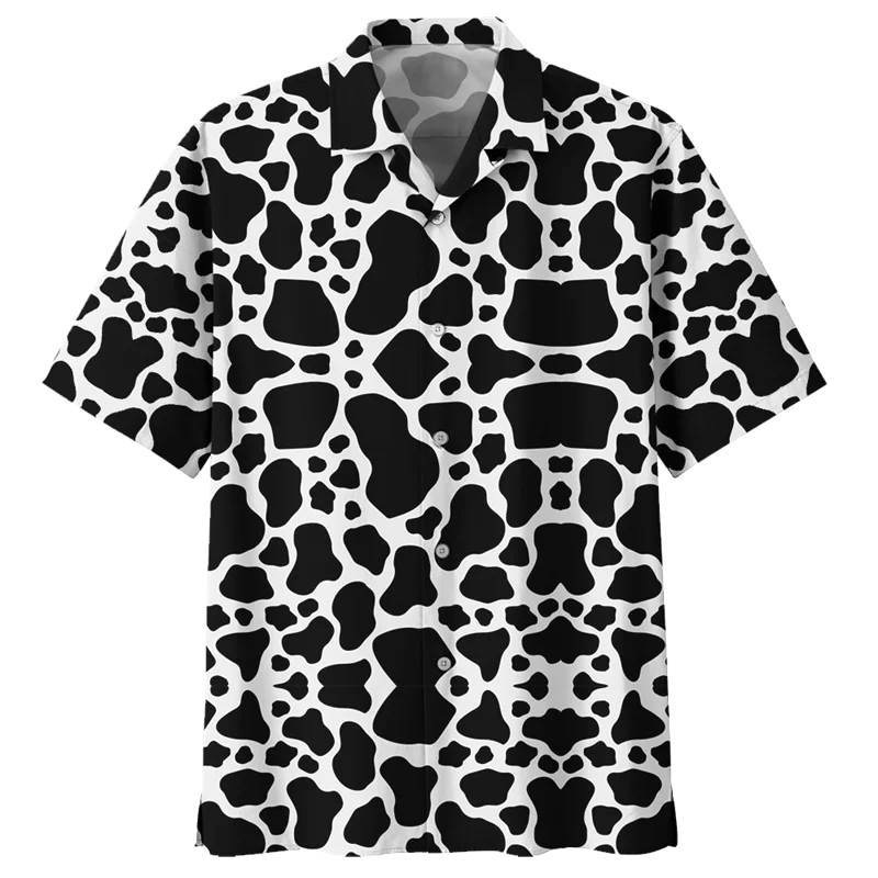 

Cartoon Cow Hawaiian Shirt For Men Women 3D Printed Animal Beach Blouse Lapel Short Sleeve Summer Streetwear Button Shirts