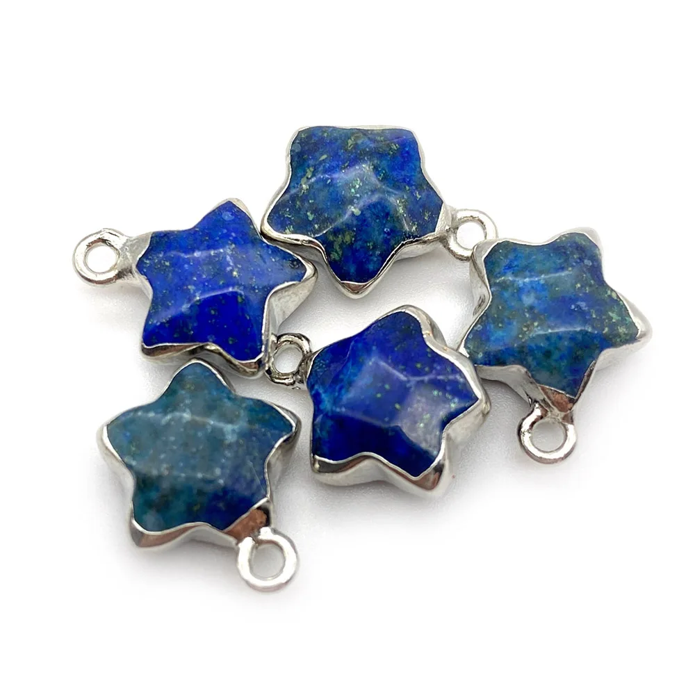 

5pcs Natural Stone Pendant Turquoise Green Dongling Amethyst DIY Jewelry Female Charm Necklace Earrings Star Jewelry Accessories