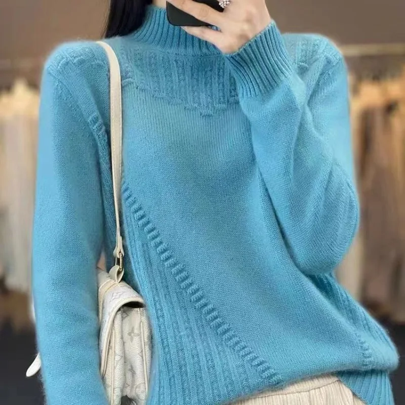 

Autumn/winter new sweater women's thick undershirt top long sleeve pullover solid wool sweater