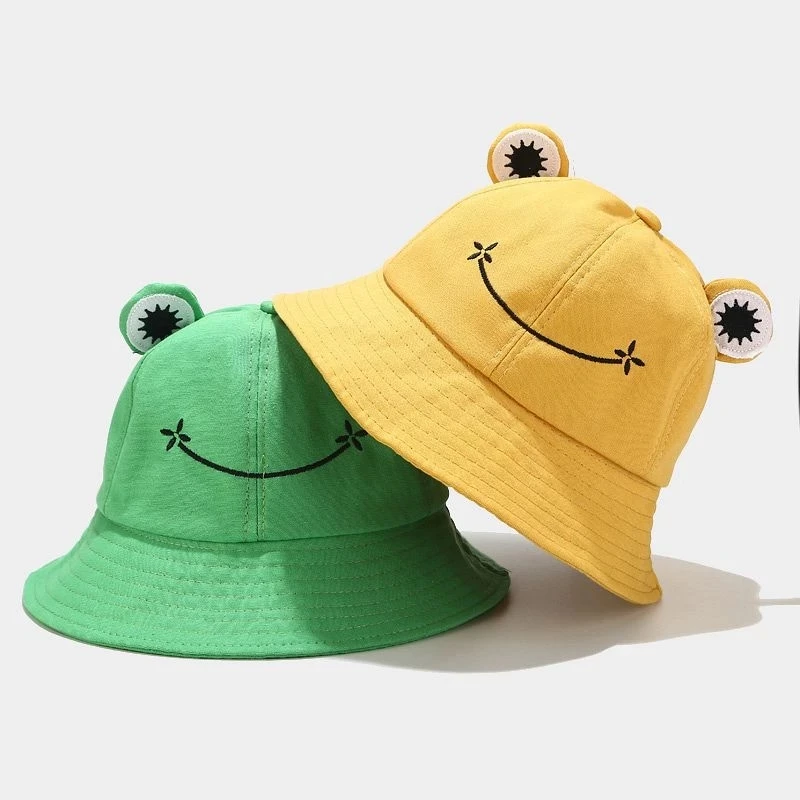 New Parent-Kid Cartoon Frog Bucket Hat Panama Fishing Cap Cute