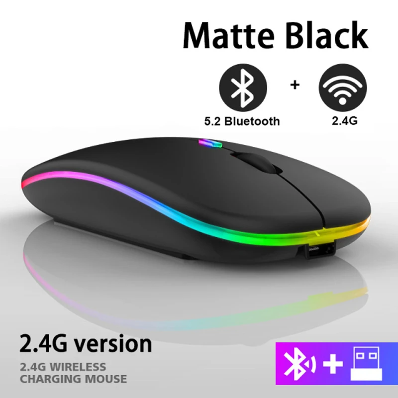 silent wireless mouse GTWIN  RGB Bluetooth Mouse Rechargeable Wireless Mouse for Laptop iPad Macbook Computer Silent Mause LED Backlit Ergonomic Mice wireless laptop mouse Mice