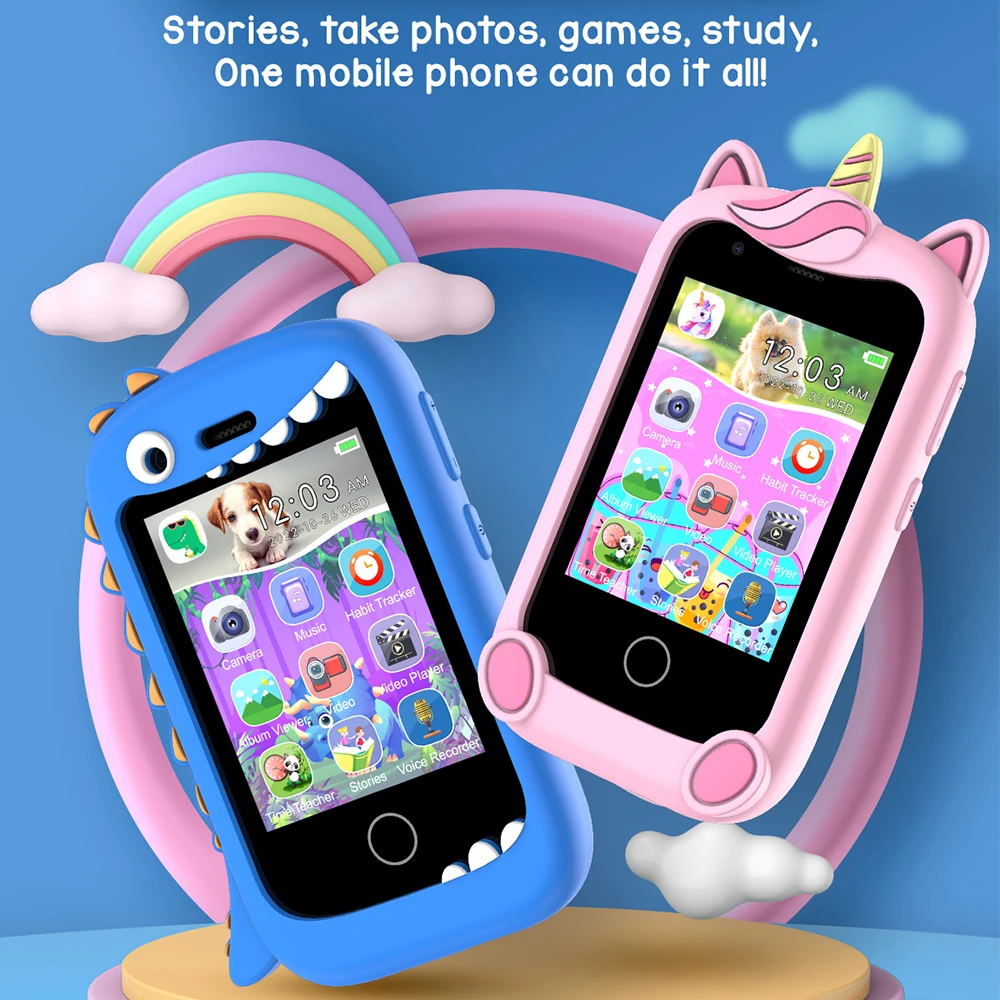 New Smart Phone Kids Toys 17 Games Stories Music Player 2.8" Touchscreen Toddler Learning Toys Boys Girls Birthday Gifts
