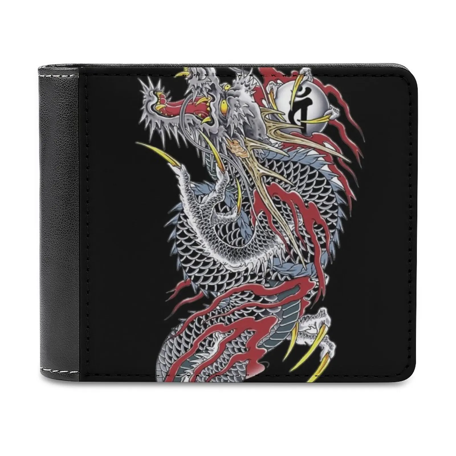 Yakuza Leather Wallet Men Classic Black Purse Credit Card Holder Fashion Men's Wallet Yakuza