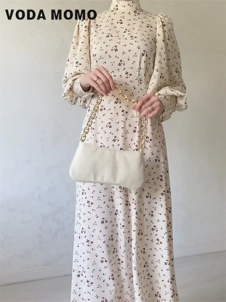 

New Spring Autumn Versatile Gentle Loose Lace-up Floral Simple Elegant Temperament Dress Design Sense Long Sleeve Casual Dress
