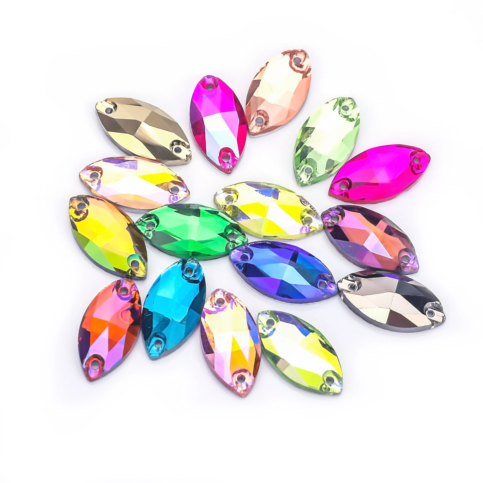 Vc hochwertige Boutique Navette Form auf Kristallglas flache Rückseite Strass genäht, hochwertige Kleidung Strass Handwerk Handwerk nähen – Detail 2
