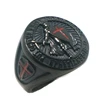 316L Stainless Steel Saint Paul Ephesians "Put On The Whole Armor Of God" Cross Knight Black Ring 2
