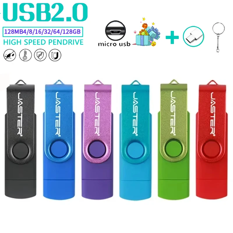 USB Flash Drive JASTER OTG 8GB 16GB 32GB 64GB 128GB Metal Pen Drive Double use Micro USB Memory Stick