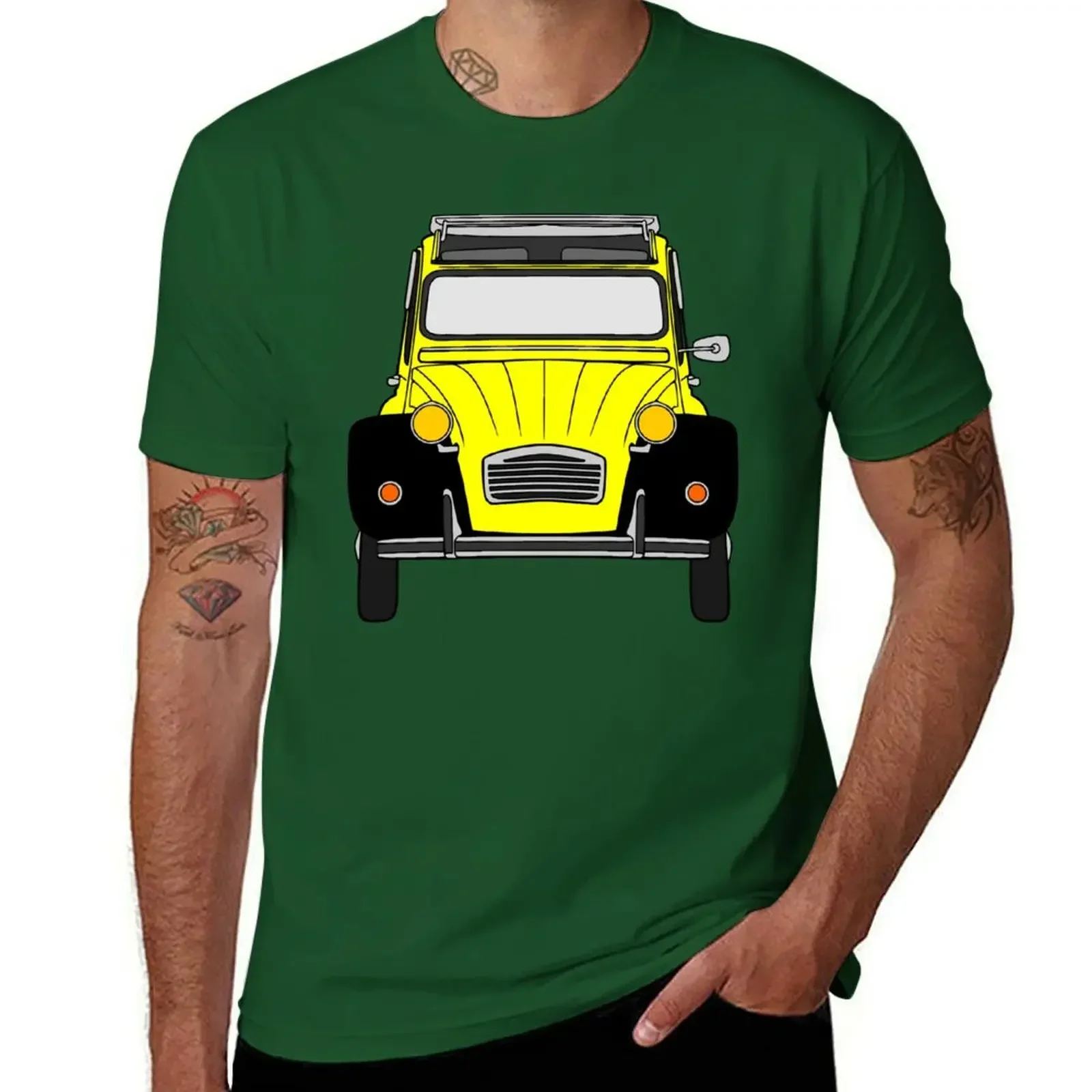 Vintage Yellow and Black Citroen 2CV Graphic Oversized T-Shirt