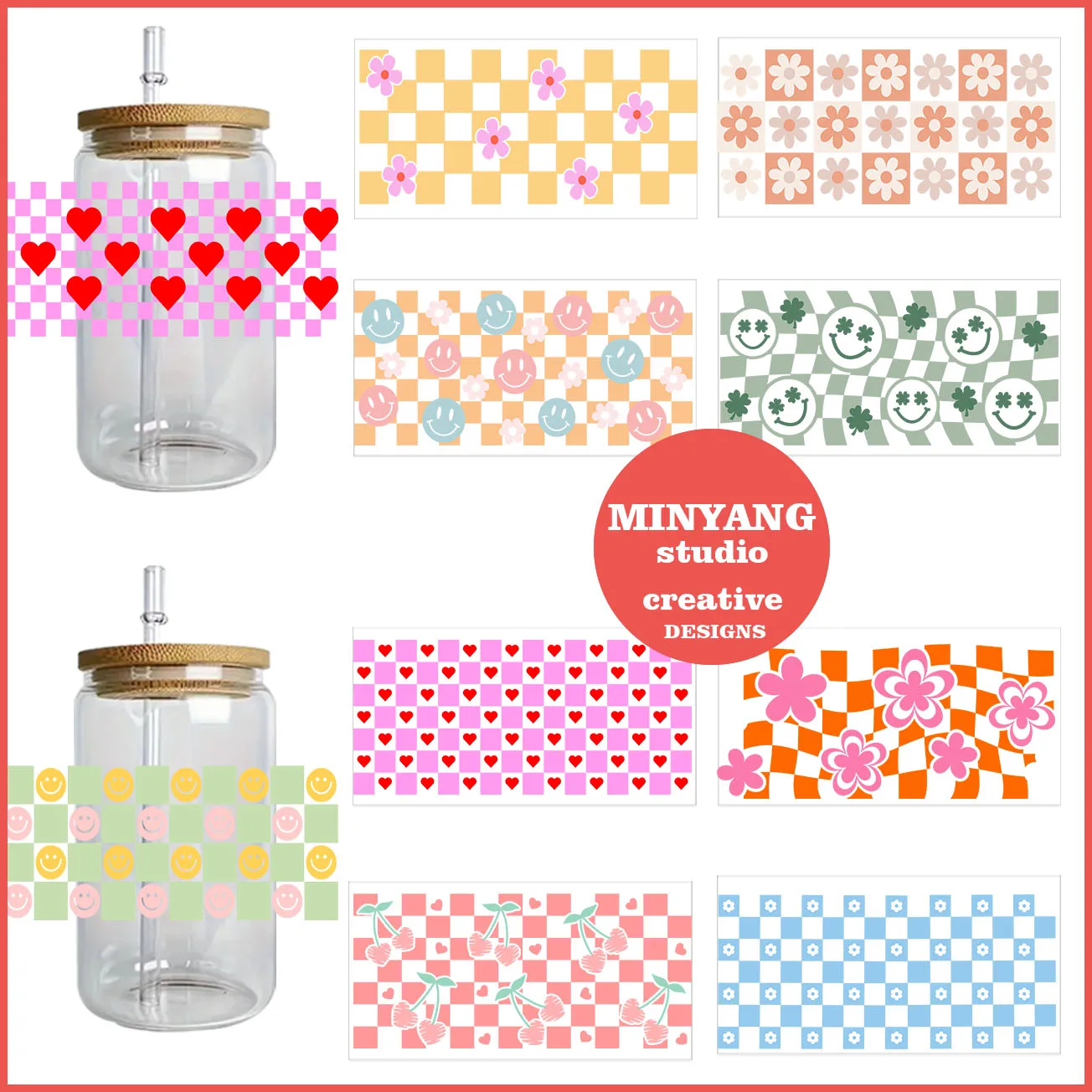Lucky Flower easy peel waterproof DIY Decals 3D transfers uvdtf crystal stickers 16oz uv dtf cup wraps for Libbey Glasses