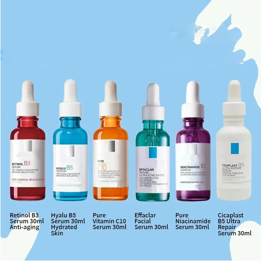 

6PCS Combination Anti-Wrinkle Serum CICAPLAST B5/ RETINOL B3/ PURE VITAMIN C10/ HYALU B5/ EFFACLAR Serum/ NIACINAMIDE 10