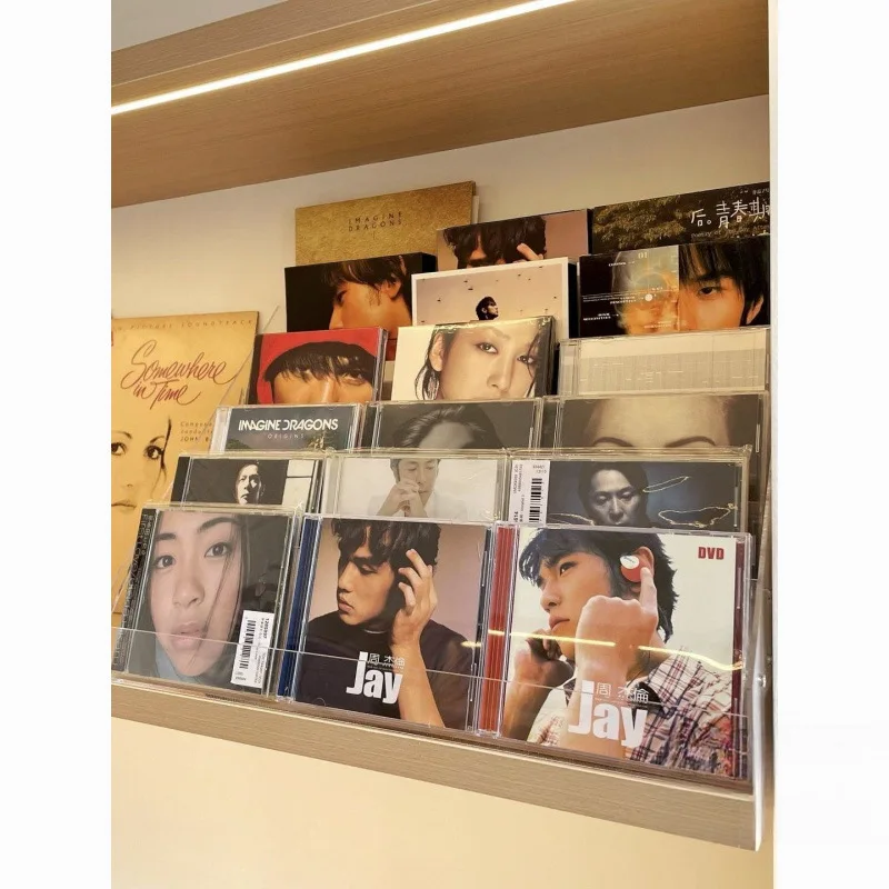 유명 가수 CD 잡지 애니메이션 소품 정리대 수납 홈 데코레이션 디스플레이 캐비닛 아크릴 CD 앨범 디스플레이 랙