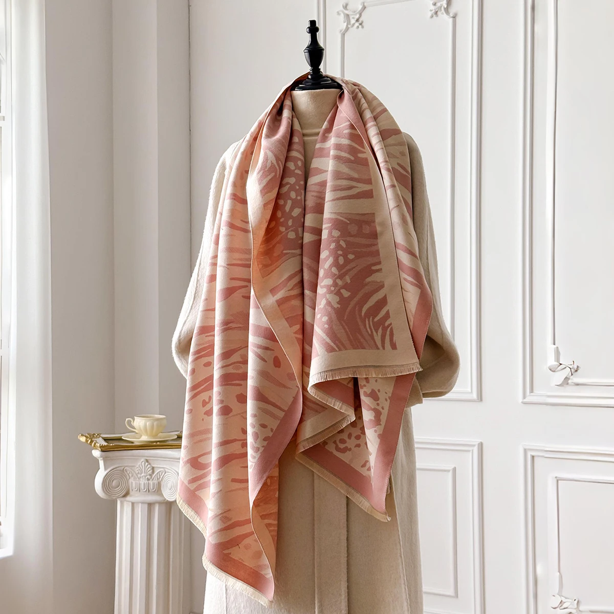 2025 Elegant Ladies' Jacquard Pashmina Winter Thick Warmth Double Sided Tassel The Shawl Coldproof Windproof Blanket Scarf