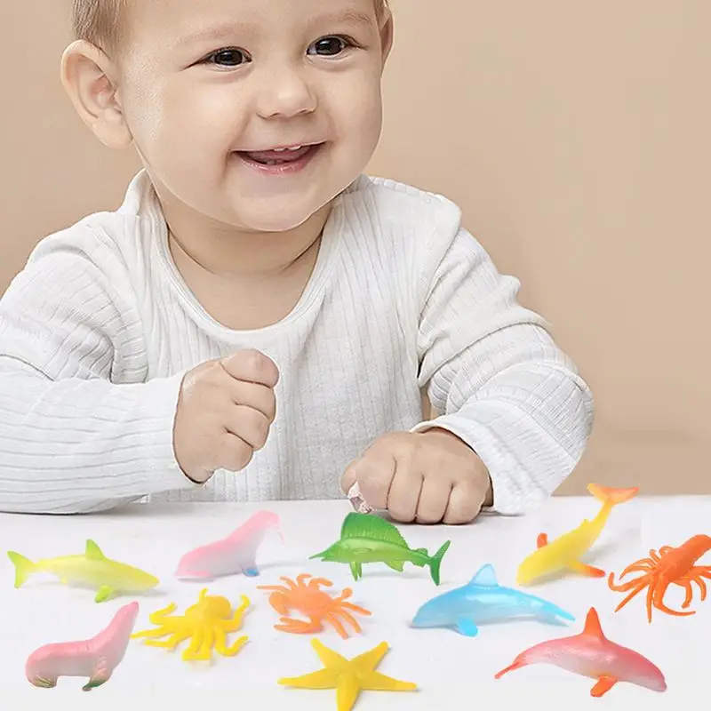 12PCSMarineAnimalToysGlowRealisticSeaCreaturesToysSmallOcean