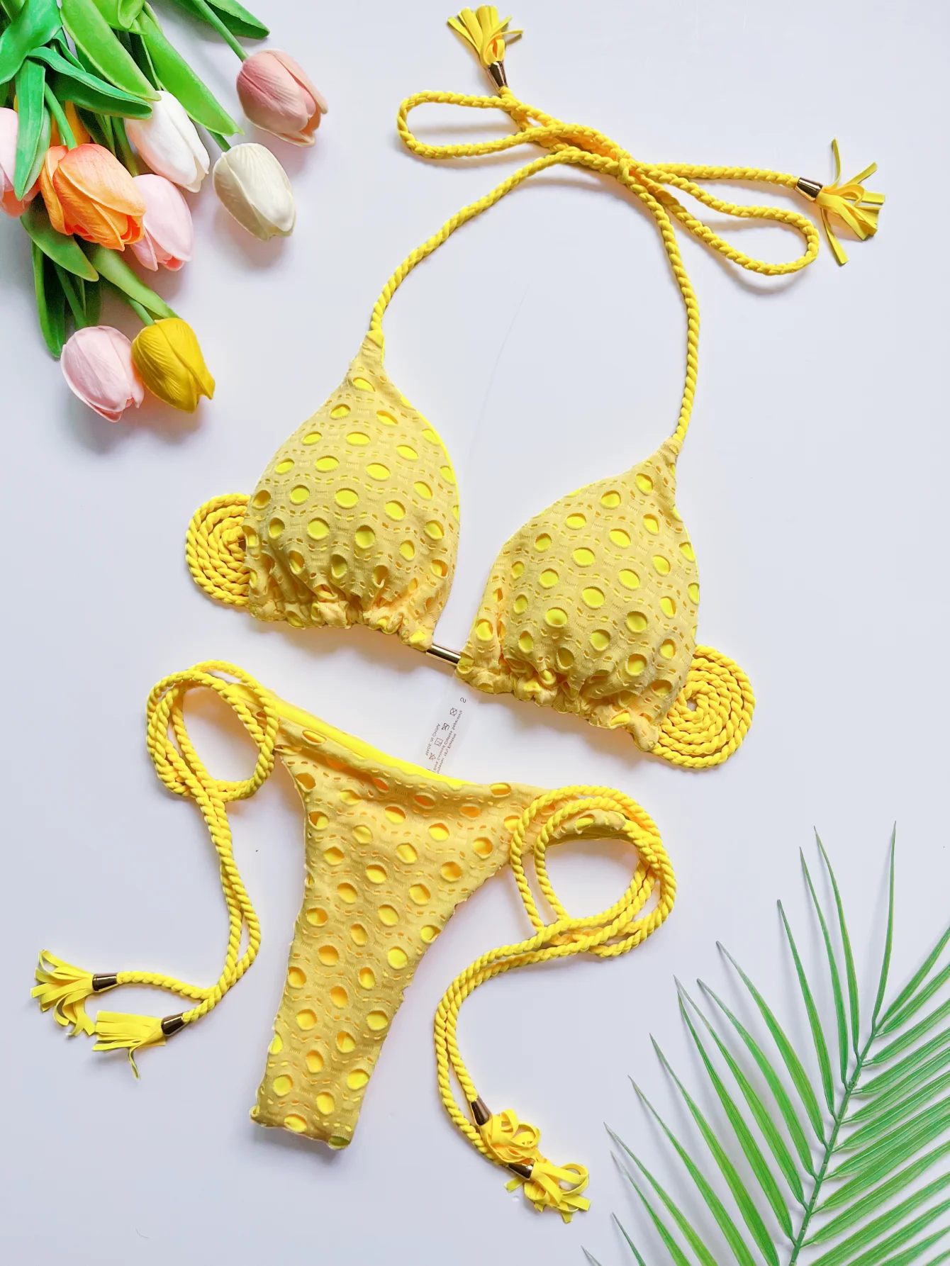 RUOTONSEPT Sexy Hollow out Braiding rope Bikini Set Swimwear Women's ...