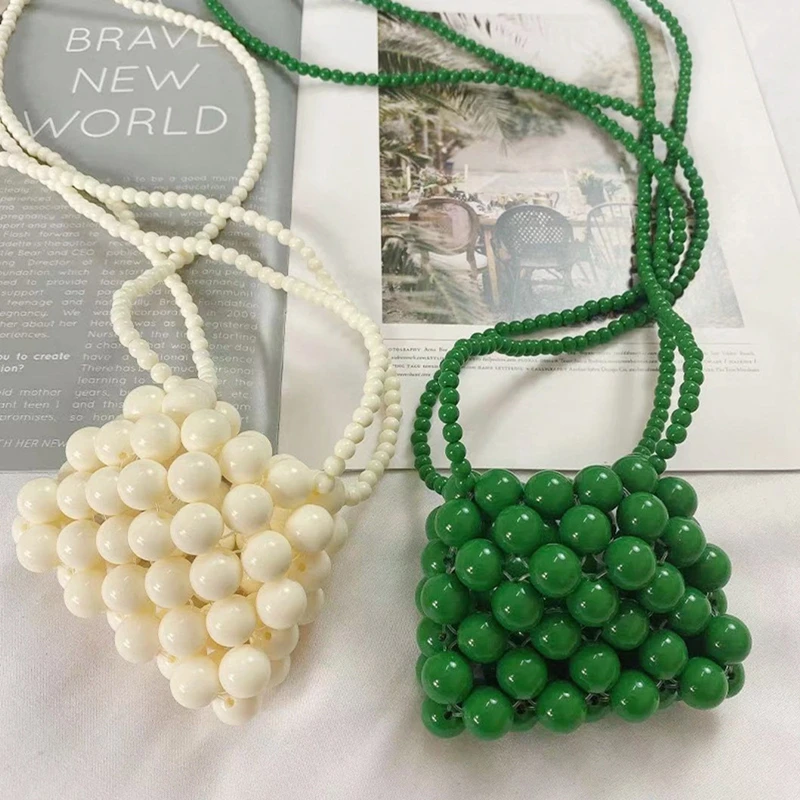 

Mini Purse Candy Color Bead Crossbody Bags for Girls Handmade Coin Pouch Baby Child Princess Purses Small Handbags