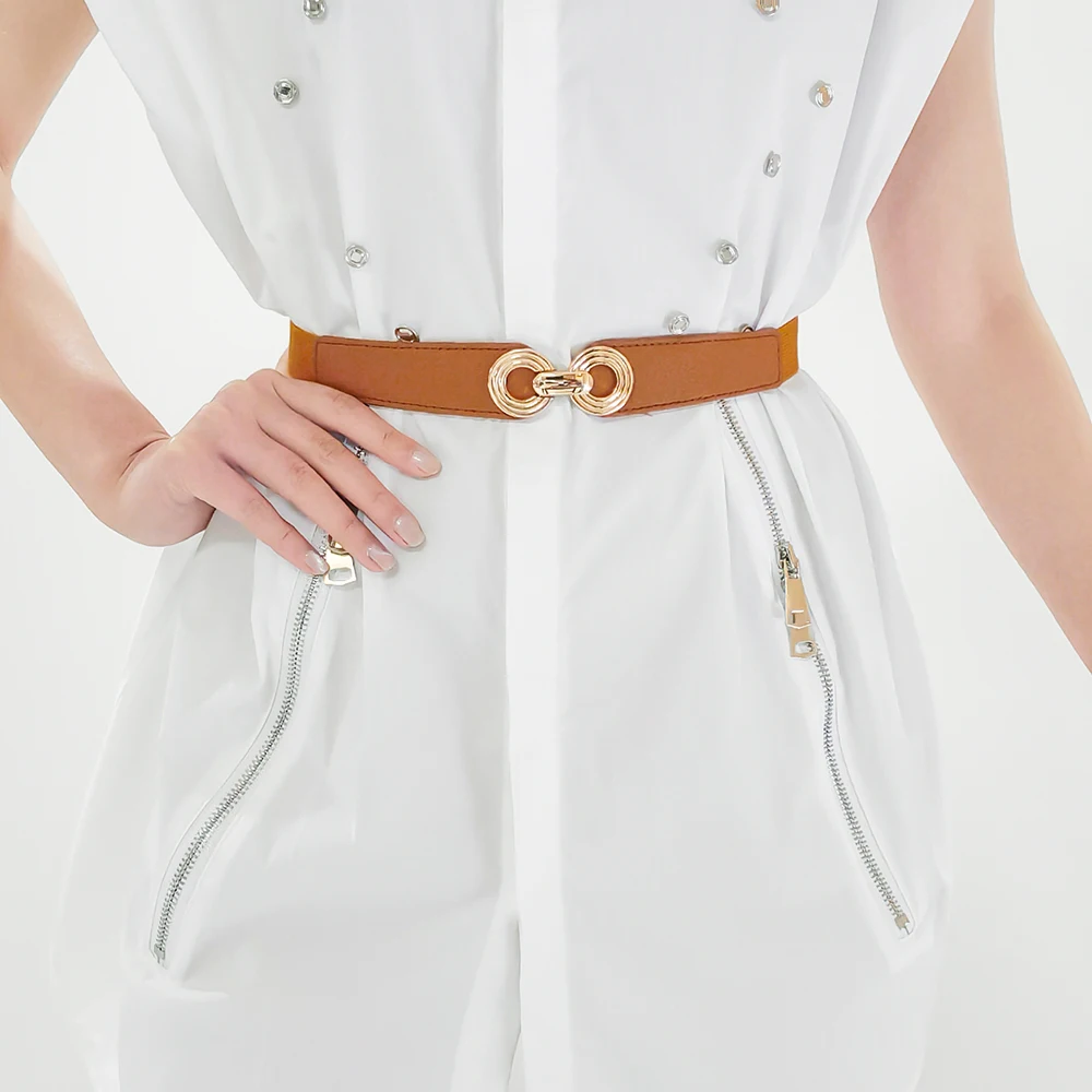 Belt PU Leather Dress Skirt Waist Elastic Thin Women Belts Ladies Waistband Belts for Women Luxury Designer Brand black white