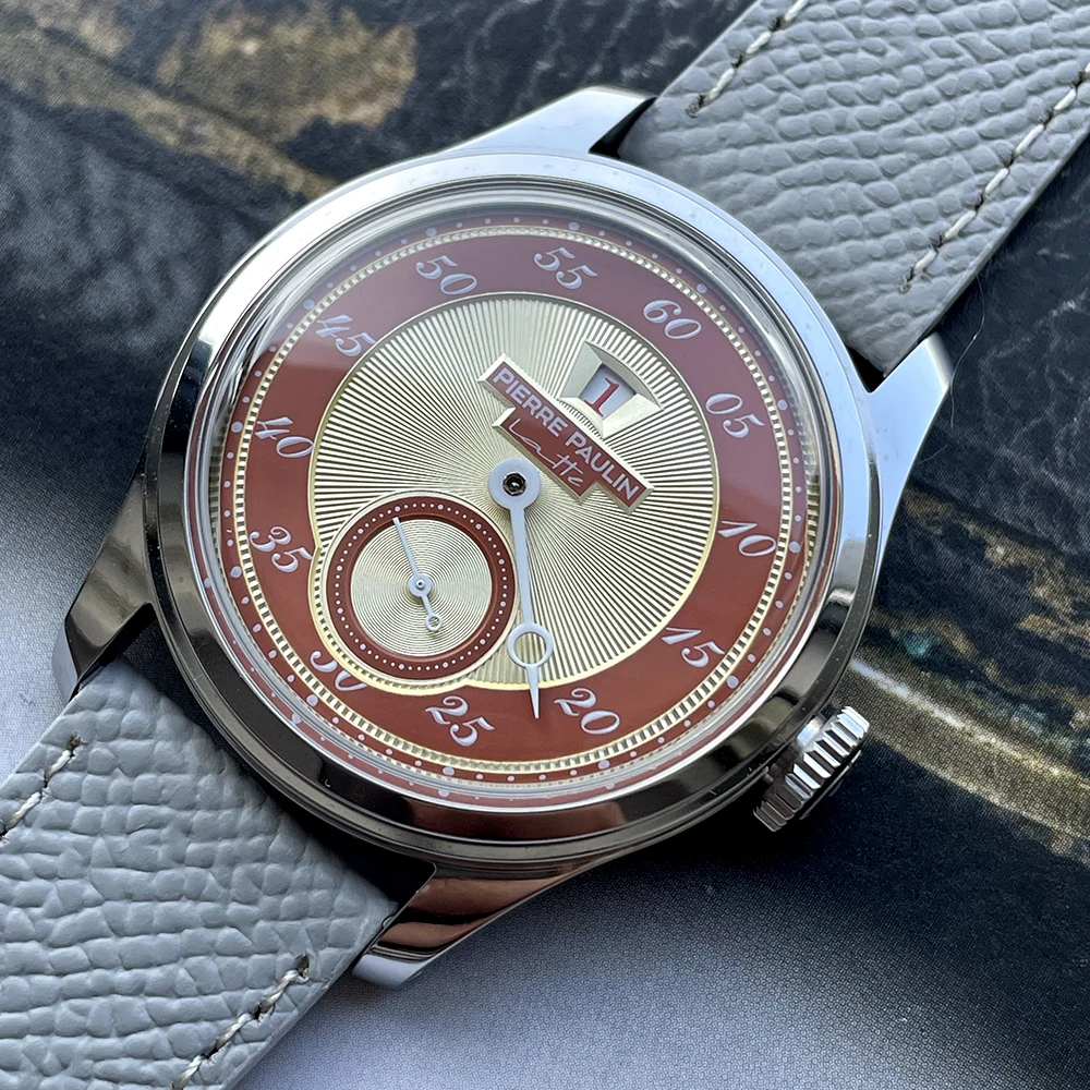 Pierre Paulin Jumping Hour Men Watch Salmon Dial Automatic St17 Mechanical Watch