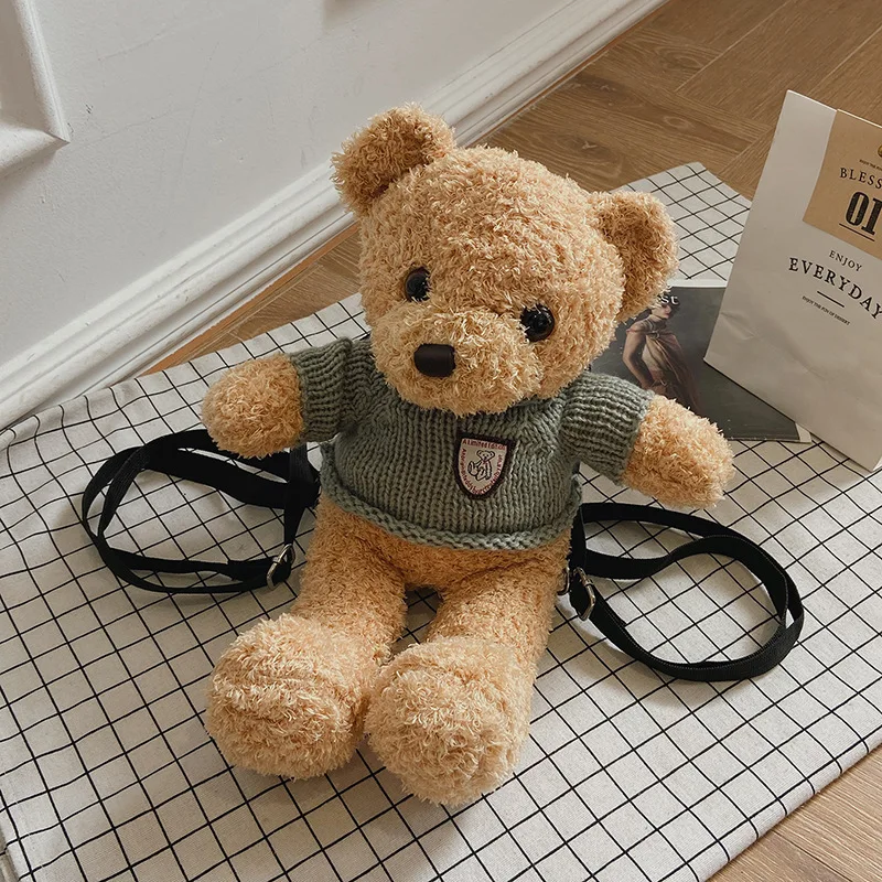 Cute Simulation Bear Plush Stuffed Shoulder Bag New Cartoon Animal Bear Plush Backpack Children's Birthday Gift Small Schoolbag 5