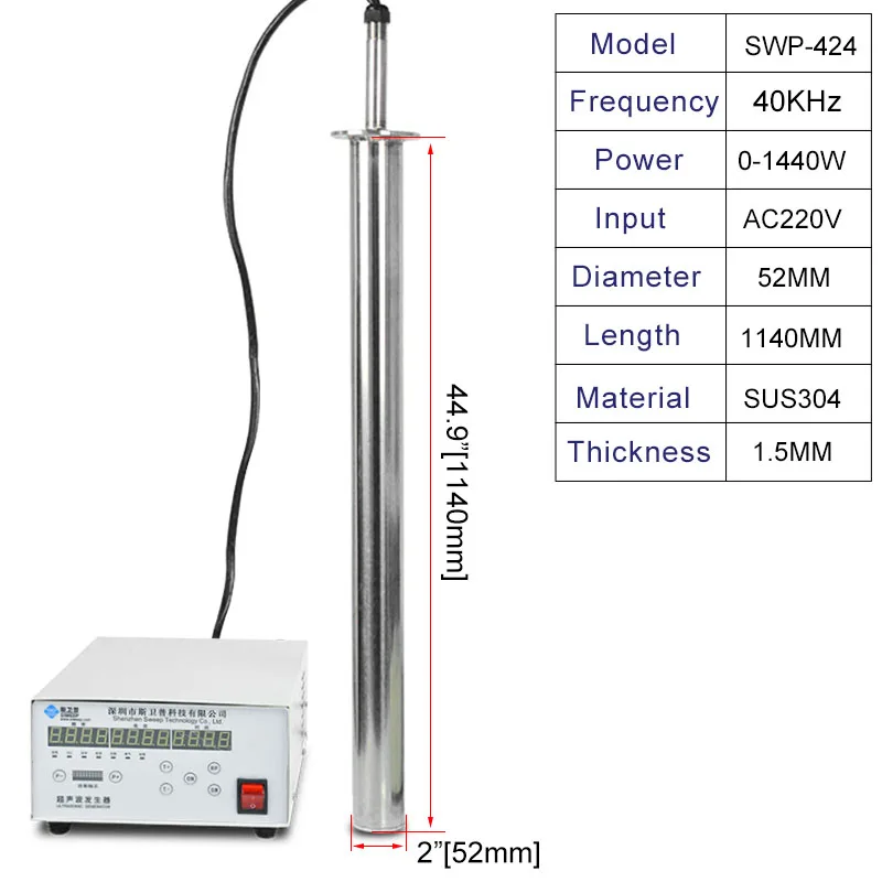 thumbnail image 1 of Transductor ultrasónico de 40 KHz, sonda vibradora, disolvente, emulsionante, antiespumante, dispersante, limpiador ultrasónico, lavadora sónica, 1 of 5