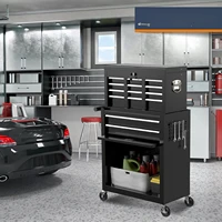 High Capacity Rolling Tool Box, Removable Cabinet Storage Tool Chest with Wheels and Drawers, Detachable Toolbox with Lock for 2