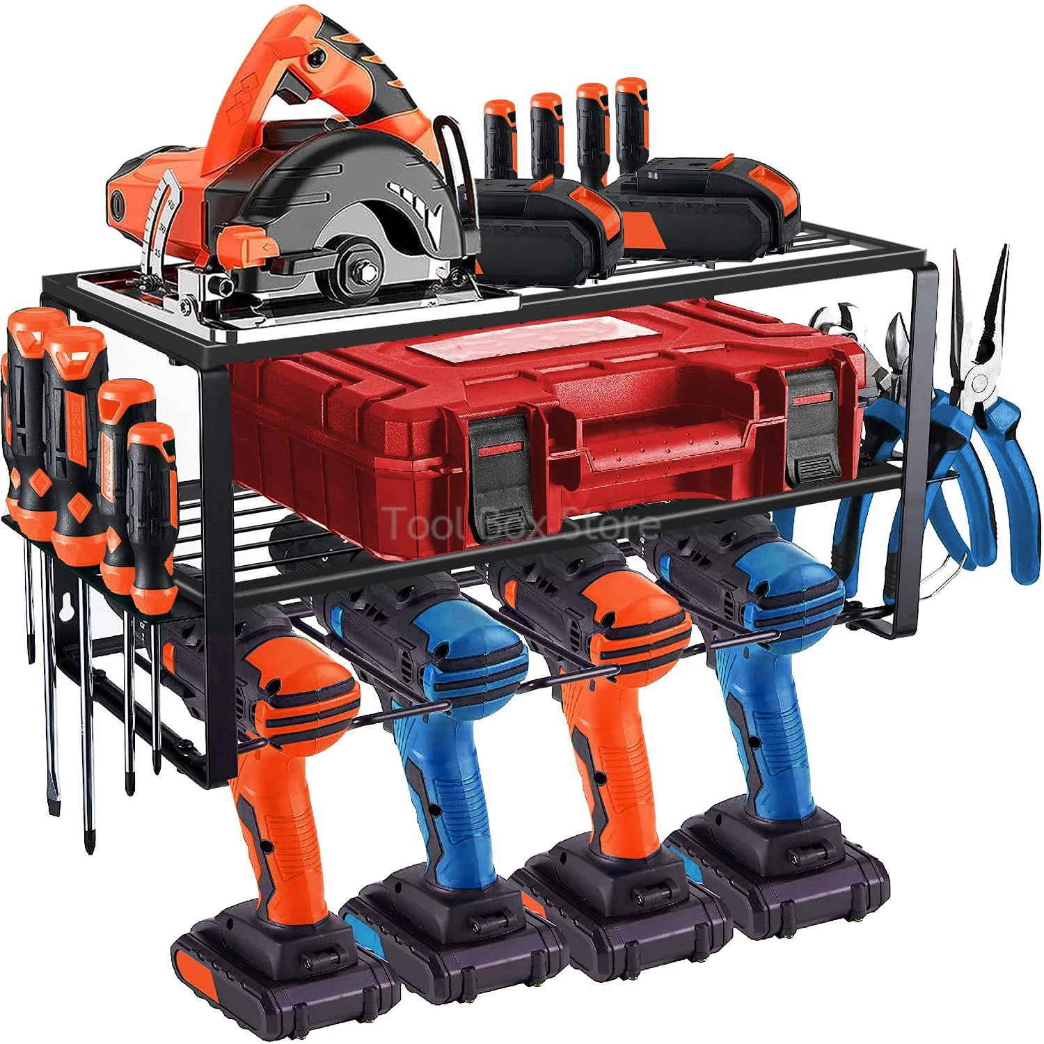 3-Layer-Power-Tool-Rack-Wall-Mount-Garage-Tools-Organizer-Heavy-Duty ...