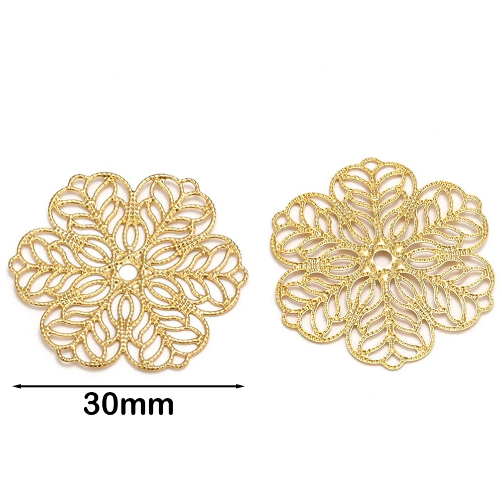 20-40pcs Stainless Steel Gold Color Hollow Out Leaf Flowers Charms Pendants for DIY Jewelry Making Earrings Necklace Accessories