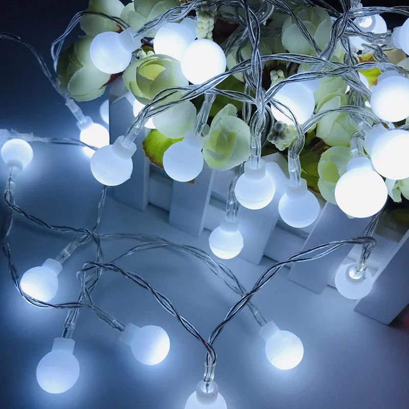 6M 10M Cherry Ball LED Garland Lights Fairy String Battery/USB Power Wedding Christmas Holiday Outdoor Room Garland Decoration