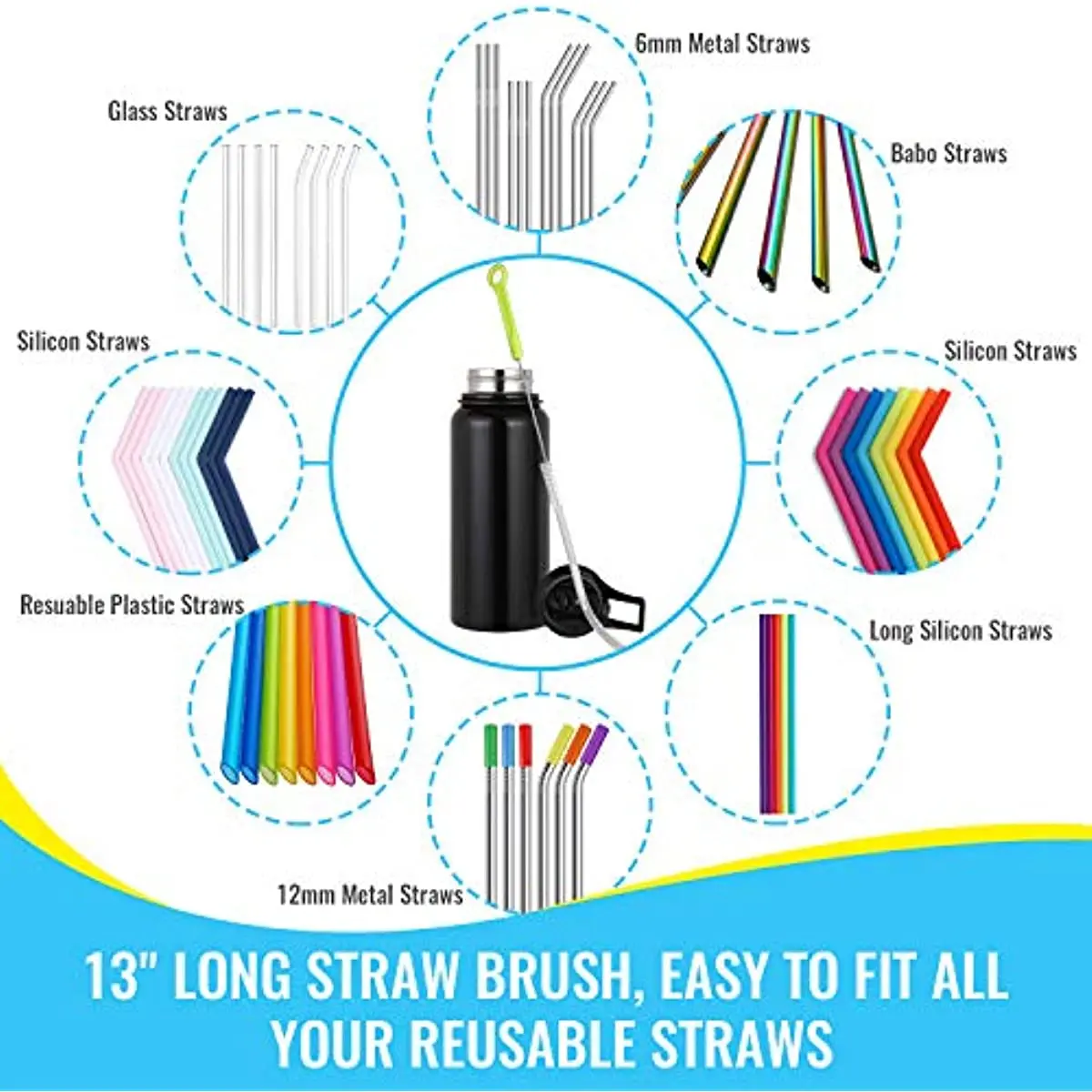 Bottle Cleaning Brush Set-Long Handle Bottle Cleaner For Washing Narrow Neck Beer Bottles