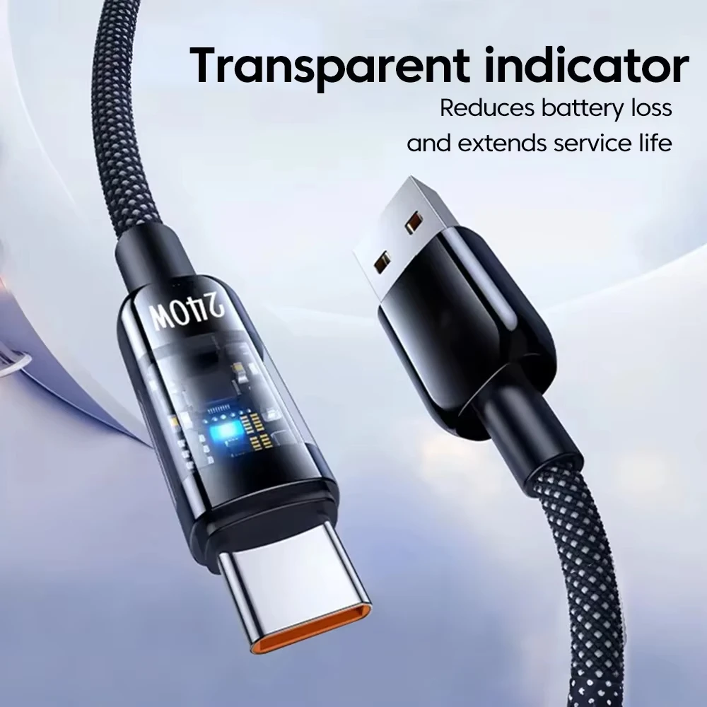 240W 나일론 USB A to Type C 초고속 충전 케이블 (삼성 S26, 화웨이 USB C to Type C, 아이폰 17, 16용 충전 케이블)