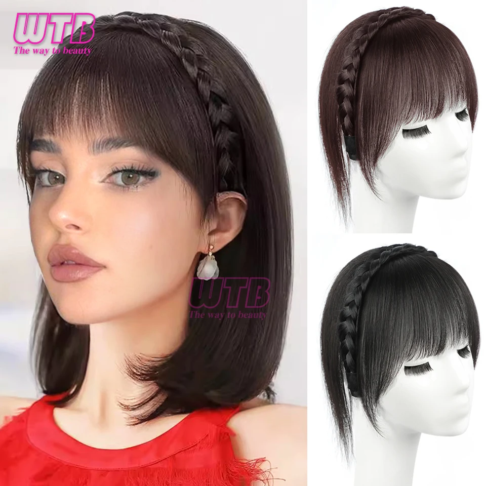 WTB Synthetic Wig Female Braided Hair Hairband French Bangs One-piece Increase the amount of hair on the top of head synthetic wigs synthetic bangs