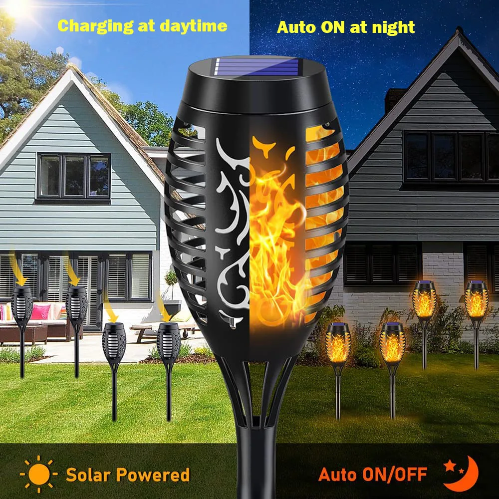 1/2/4/6/8/10Pcs Solar Torch Lights Flickering Flame Light Outdoor  Waterproof Garden Decoration Terrace Yard Patio Floor Lamps