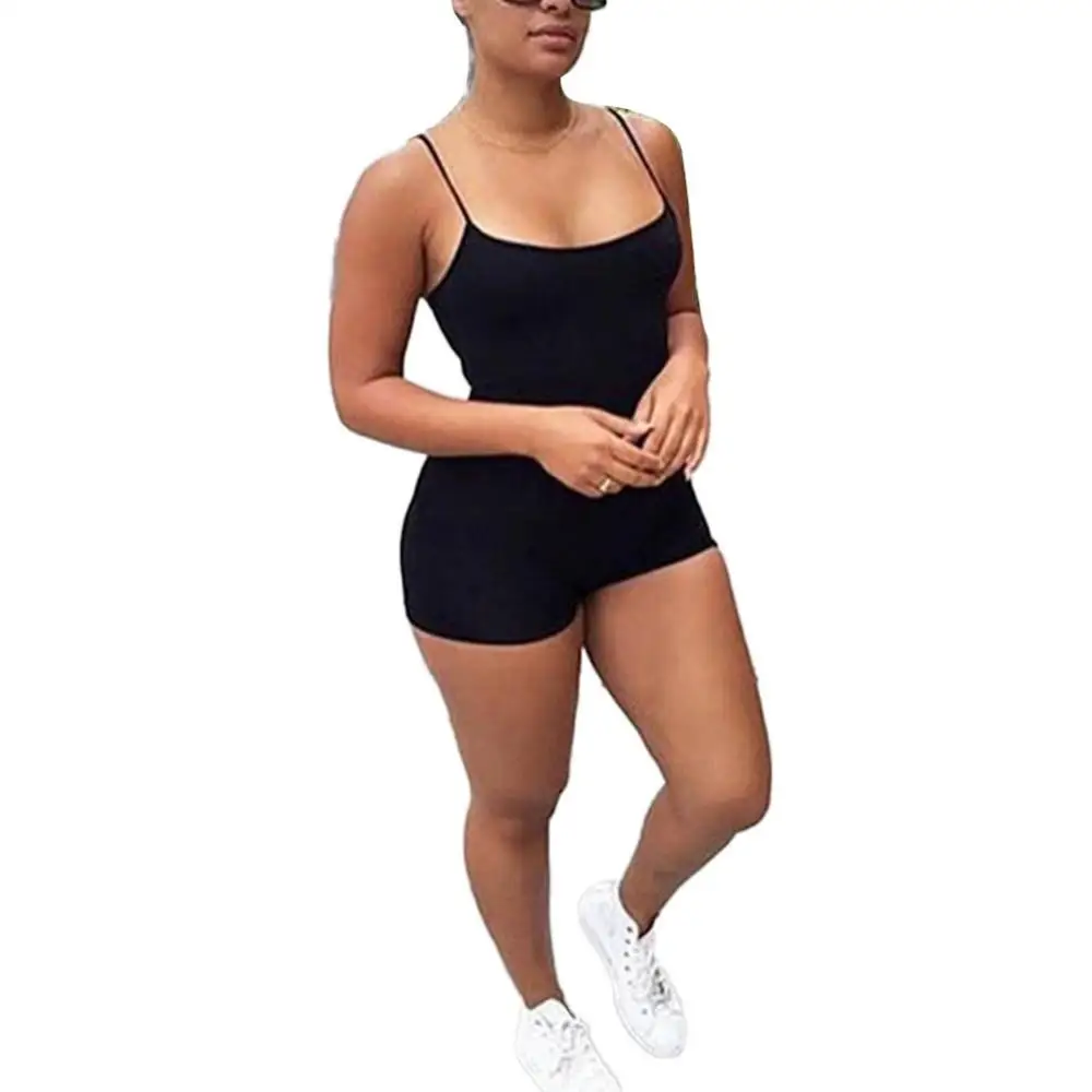 

Jumpsuit Spaghetti Strap Bodysuit Sexy Sleeveless Shorts Women Spaghetti Straps Bodycon Sports Jumpsuit