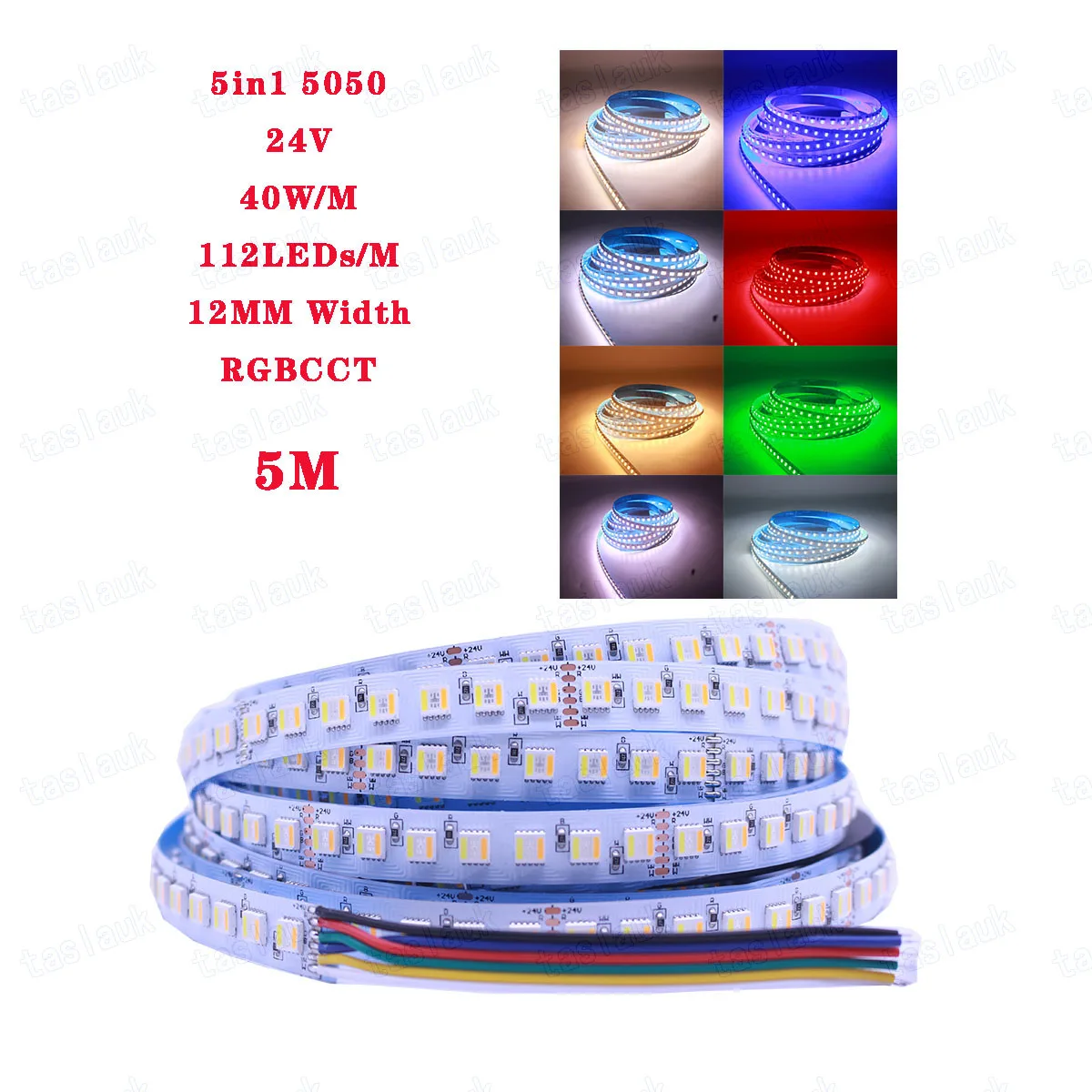 10mm 12mm 12V 24V 48V 5050 RGBCCT LED 스트립 RGBCCT 5 색 1 LED 칩, 60/96/112 LED/M IP20 IP65 IP67 방수 LED 테이프