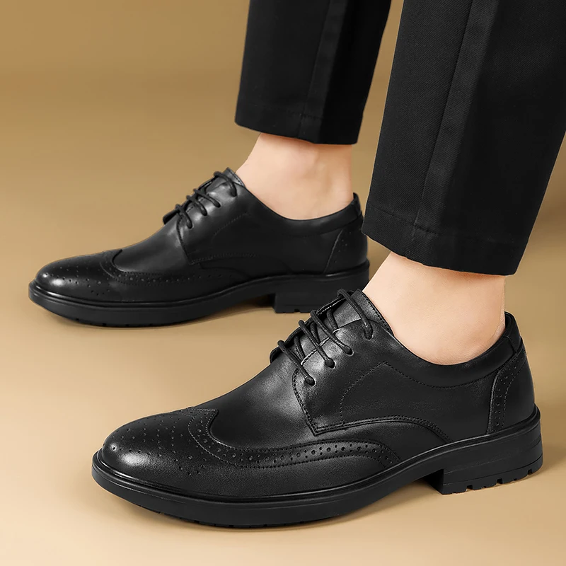 

Classic genuine Leather Shoes for Men Casual Business Shoes Lace Up Formal Office Work Shoes Men Party Wedding shoes Oxfords