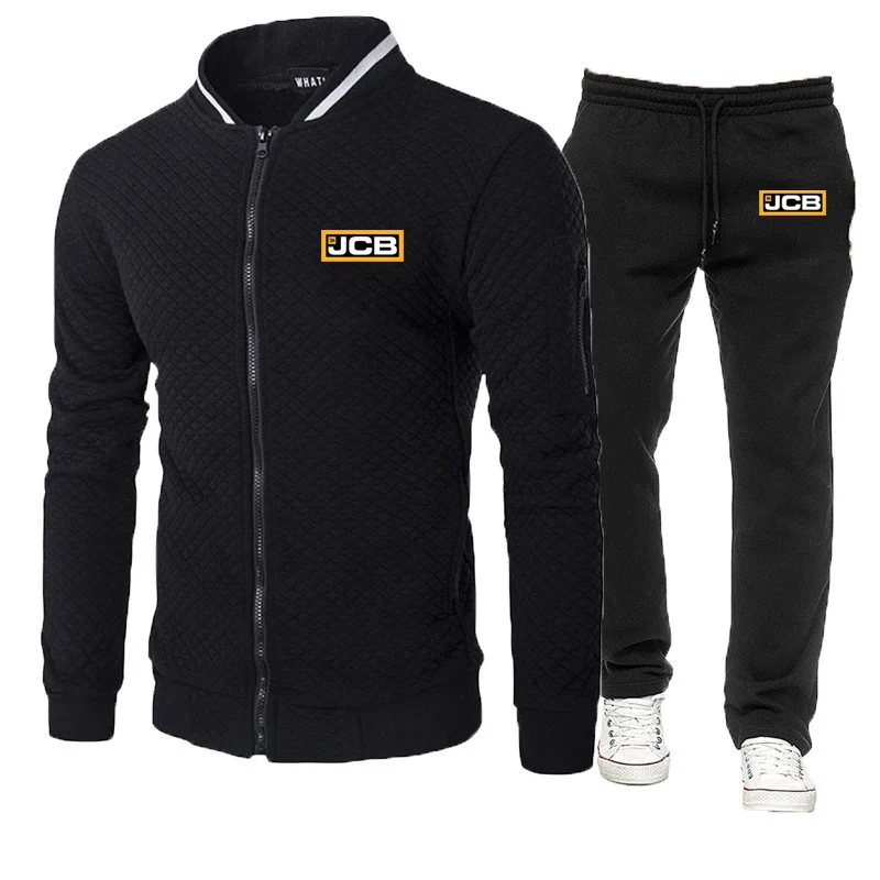 Midnight Star Excavator Jcb Printing Fashion 2023 New Men's Solid Long Sleeve Cotton Slim Fit Tracksuits Sweatpants 2-Piece Set firefighter rescue team printing fashion 2023 new men s spring autumn cotton solid long sleeve tracksuit sweatpants 2 piece set