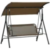 Outsunny 3-Person Porch Swing with Adjustable Tilt Canopy, Brown 1