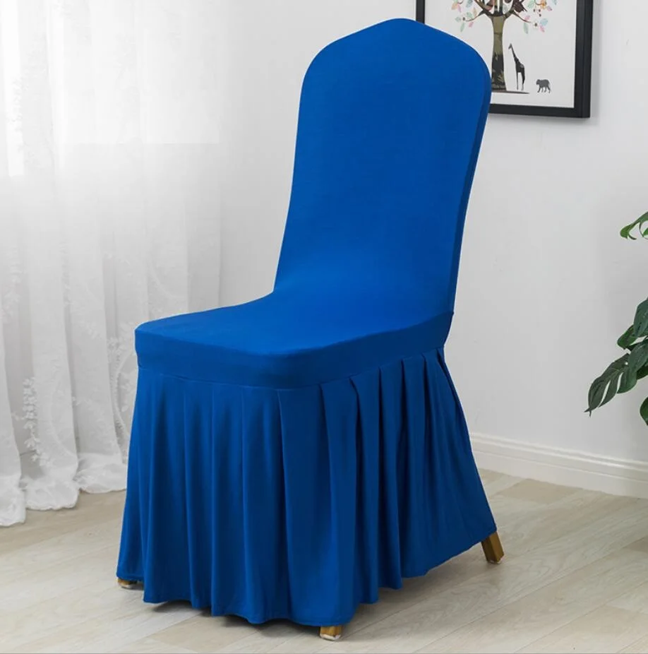 Housses de chaise de banquet plissées en spandex pour mariage, style jupe, décoration en lyJean-, hôtel, fête d\'anniversaire, spectacle, optique