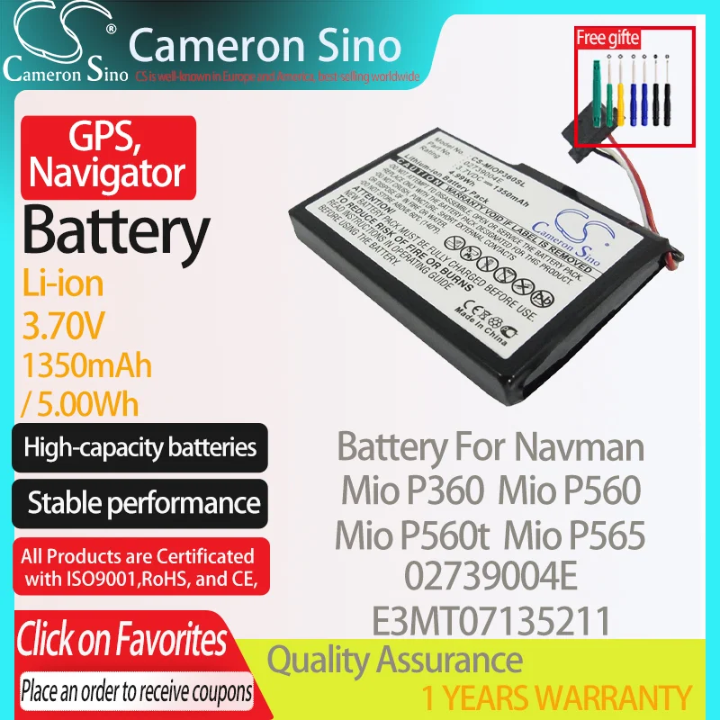 Batteria Cameronsino Per Mitac Mio P360 Mio P560 Mio P560T Mio P565 Adatto A Mitac Gps Gps Gps, Batteria Navigatore 3.70V