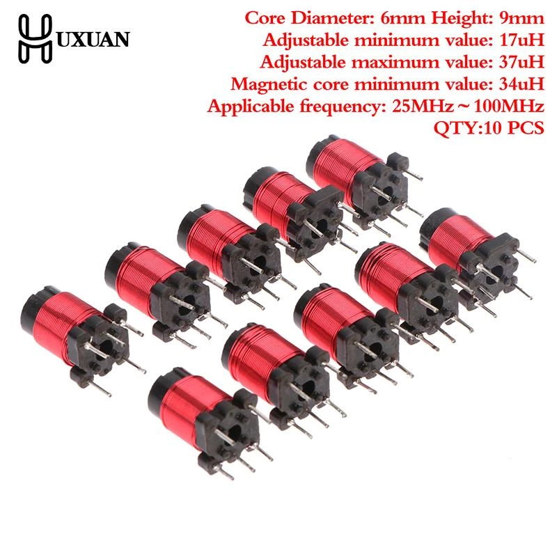 10pcs 26/50T 13uh 34uH Adjustable High Frequency Ferrite Core Inductor