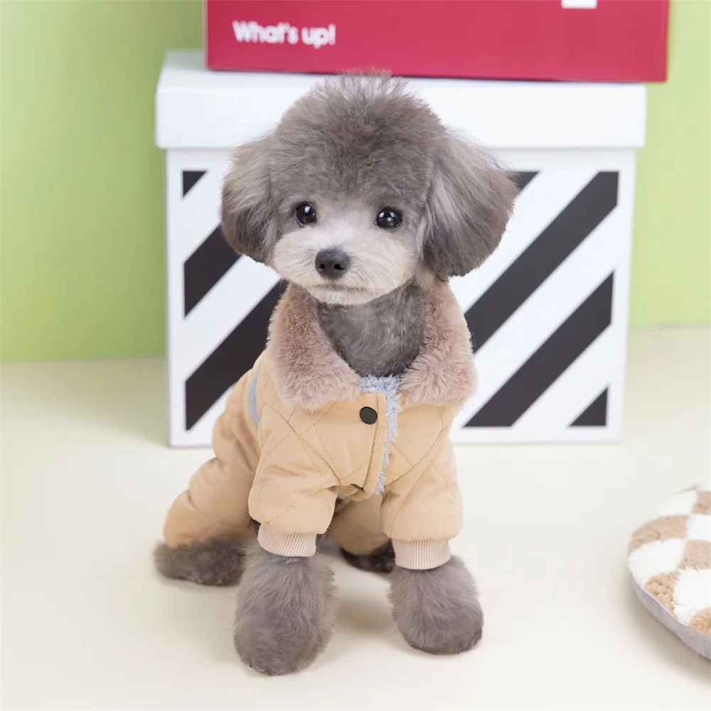 Winter Fur Collar Overalls for Small Dogs, Pet Jacket, Chihuahua