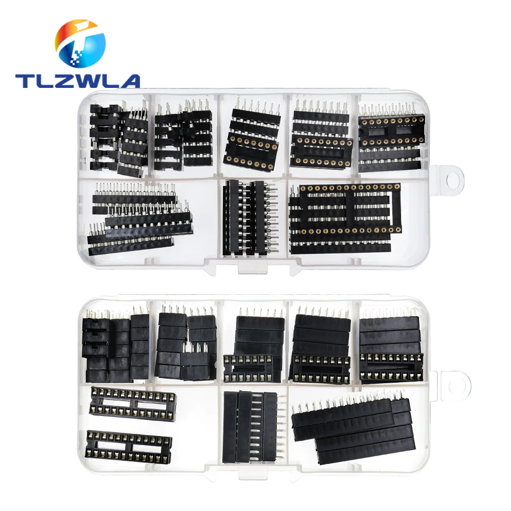 Produktbild von 66-teiliges DIP-IC-Sockel-Set – 6 Bis 28 Pins, 2,54 Mm Raster, Löttyp – Für Breadboard & PCB