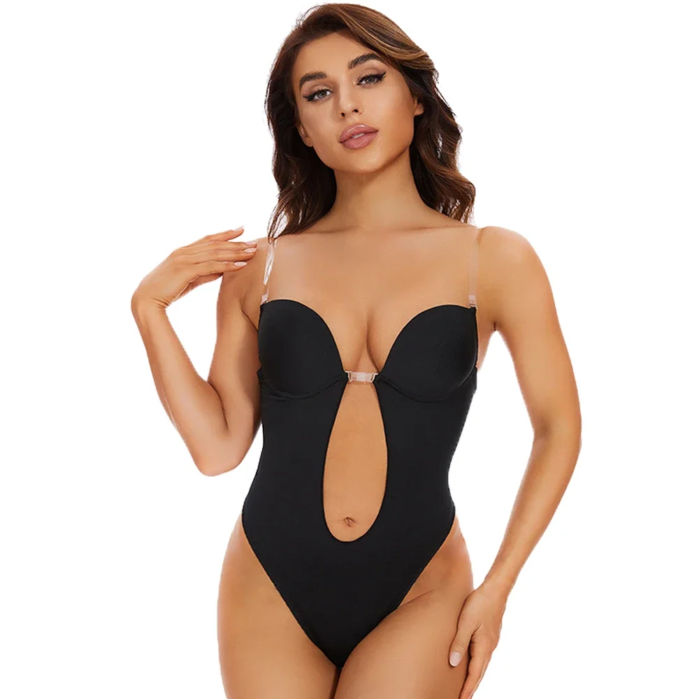 Women U Plunge Backless Bodysuit Para Mulheres Thong Shapewear Bodysuit Sexy Deep V-Neck Body Shaper Underwear