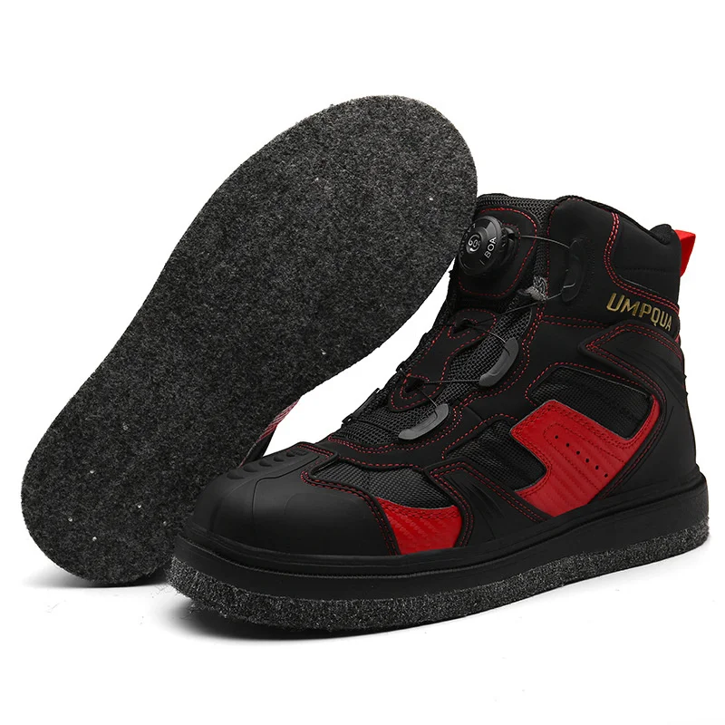 Outdoor Reef Rock Fishing Shoes, Hunting Fishing Boots, Felt Steel Nailed Sole Upstream Self-lock Shoes