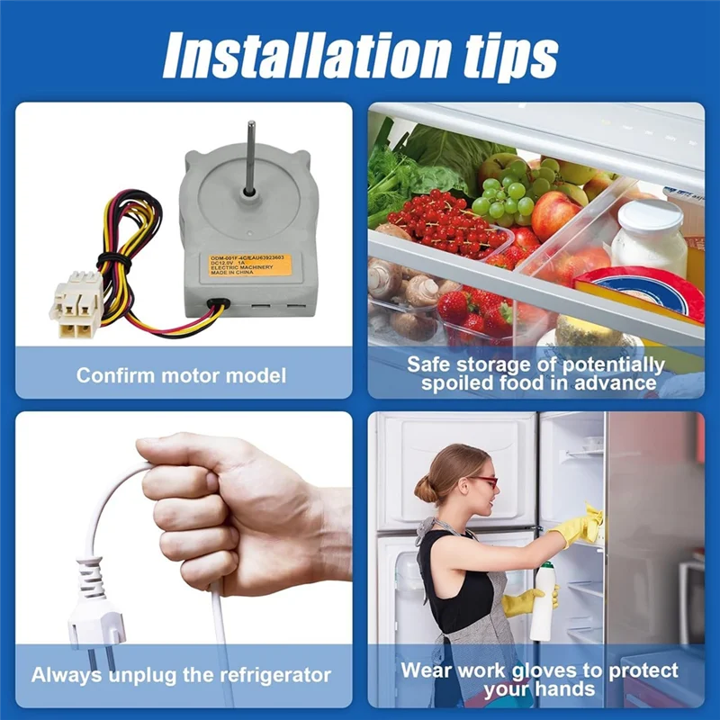 EMIHO Refrigerator Evaporator Fan Motor Replacement For LG Models - DC 12V 1.0A (Replaces EAU63923603)