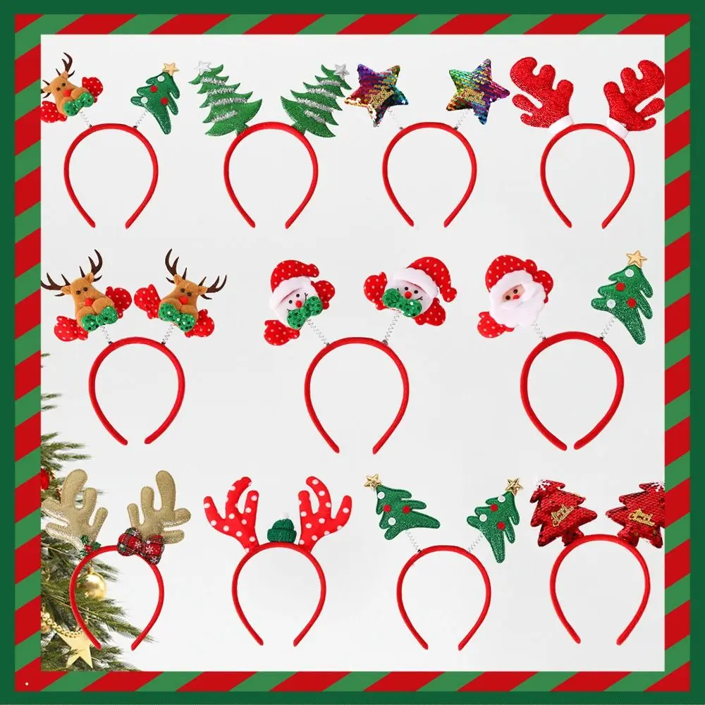 Christmas Headbands Cute Antlers Xmas Hairband Kids Adult Headwear Christmas Decorations For Party Masquerade Cosplay